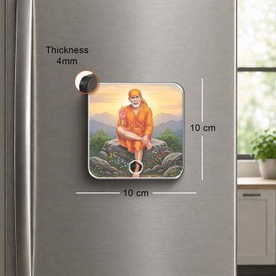 Shirdi Sai Baba Musical Fridge Magnet | Religious Return Gifts Devotional Spiritual Home Mandir Decor Rechargeable Speaker Home Decor
